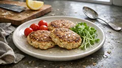 お肉なしでも満足感：えのき生姜香るふんわり豆腐ハンバーグ、レモンでさっぱり