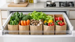 紙袋で野菜室が整う、折って差し込むだけの簡単仕切り収納