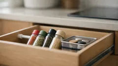 突っ張り棒とヘアゴムで調味料が倒れない引き出しにする簡単収納術