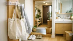 セリアの「はさむだけ」かもいフックが賃貸の掛ける収納を110円で解決